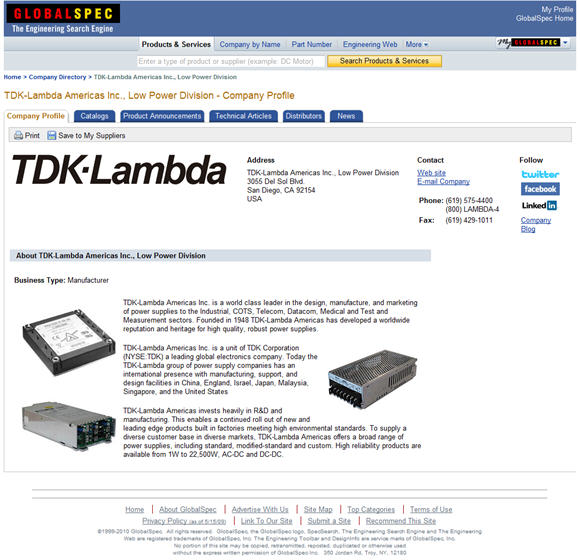 GS快讯：TDK刊登GlobalSpec广告！